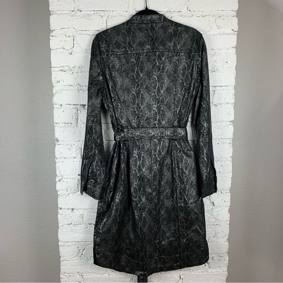 White House Black Market Snake Animal Metallic Silver Foil Shirt Dress 14 - Picture 11 of 15